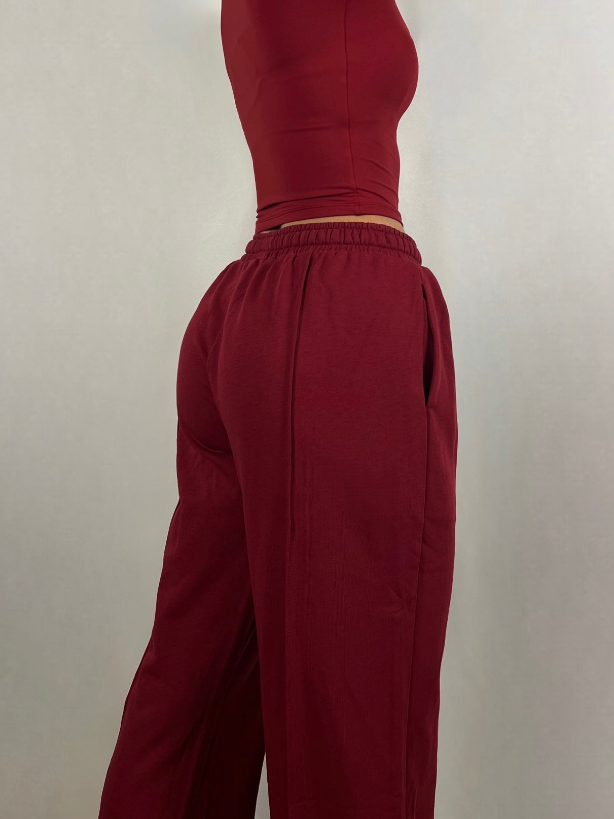 Burgundy Lightweight Wide fit Joggers