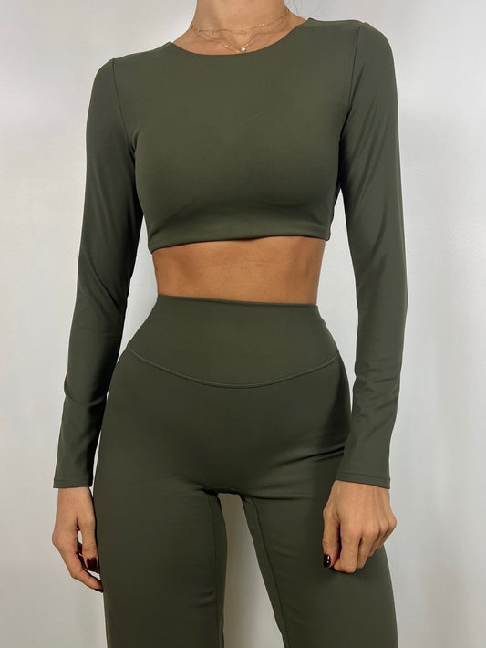 Olive Green Long sleeve Top