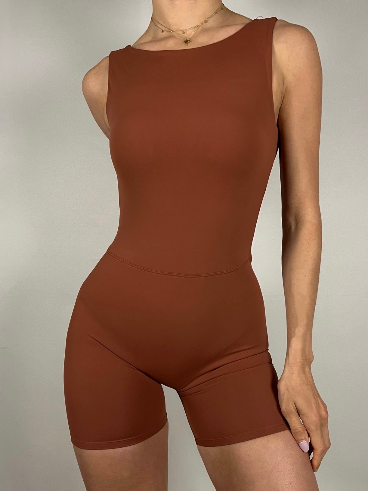 Brick Red Open back Jumpsuit