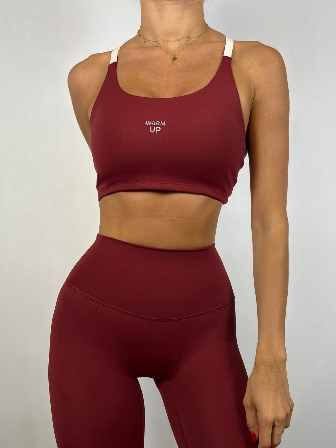 Dark Red x Cream white Bra
