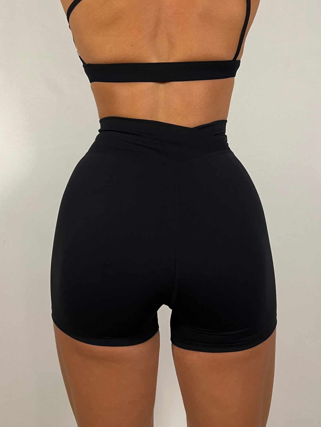 Asymmetric Jet Black Shorts