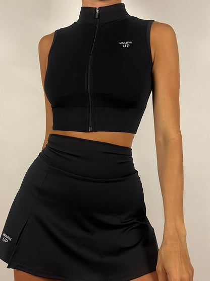 Zip Up Jet Black top