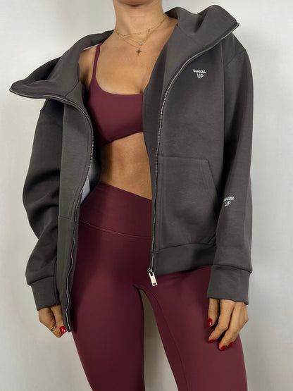 Dark Grey Oversized Zip up hoodie