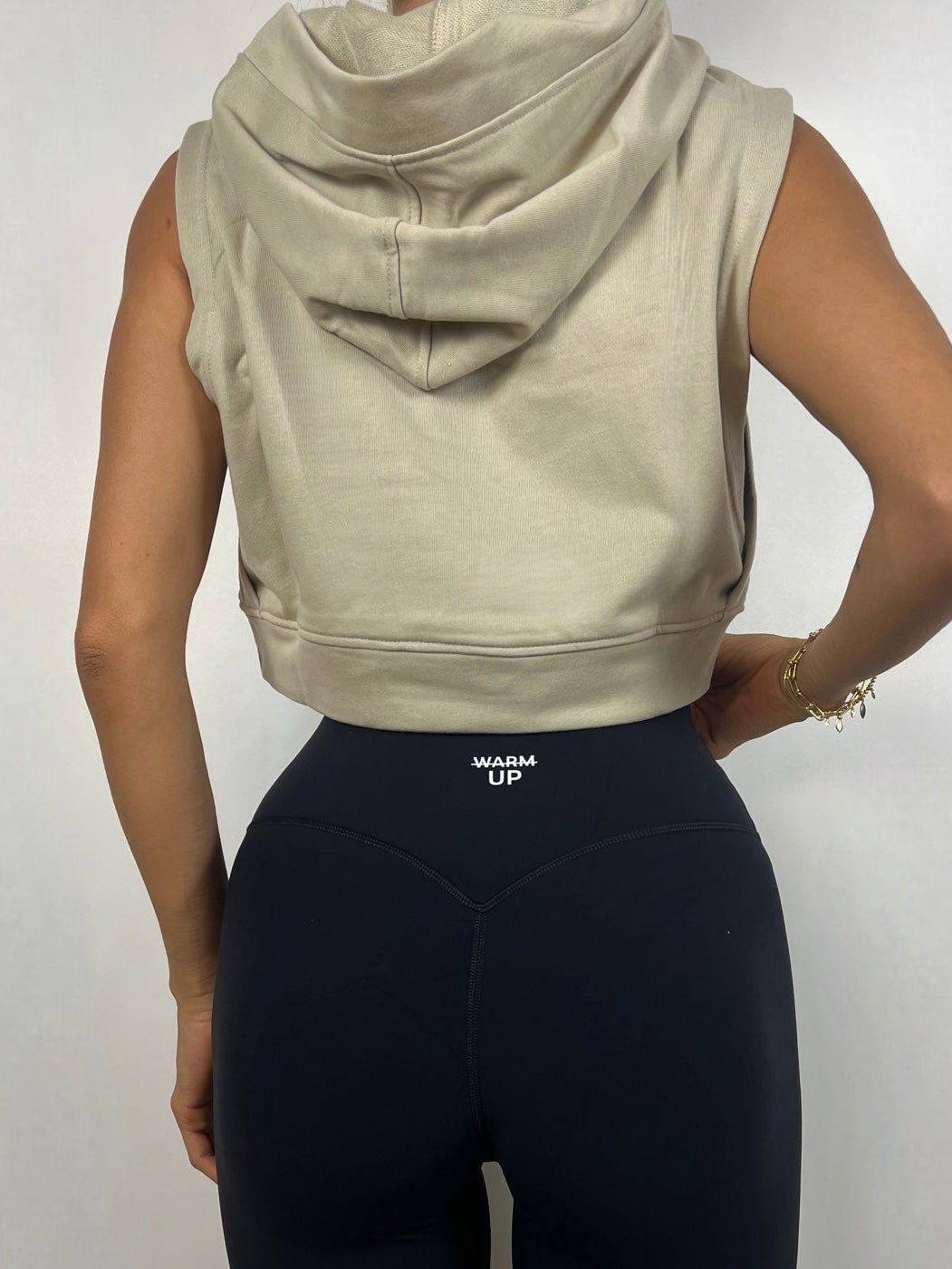 Field Green Sleeveless crop hoodie