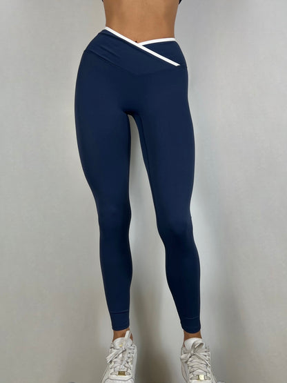 Dark Blue Contrast V Leggings