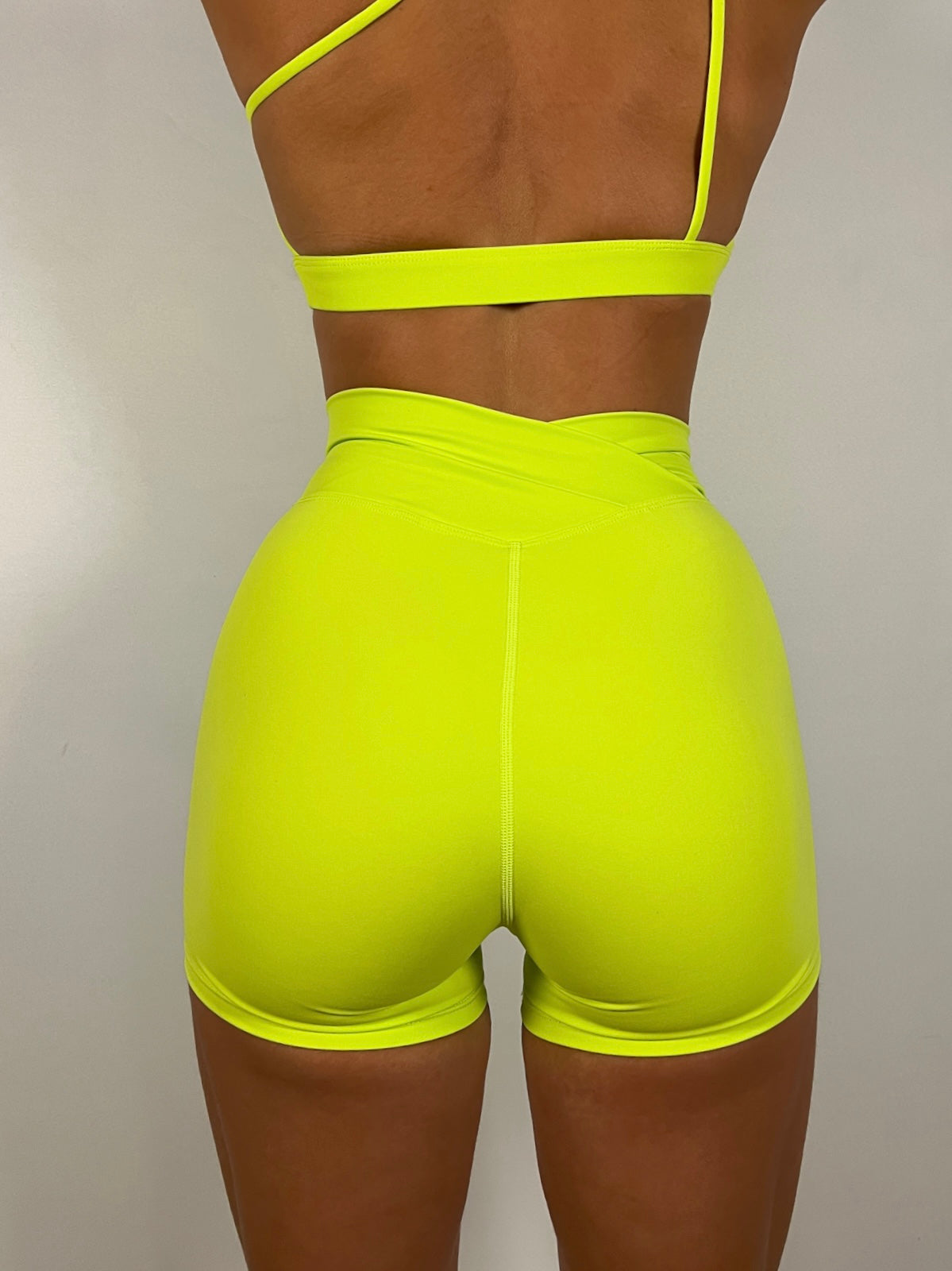 Asymmetric Lime yellow Shorts