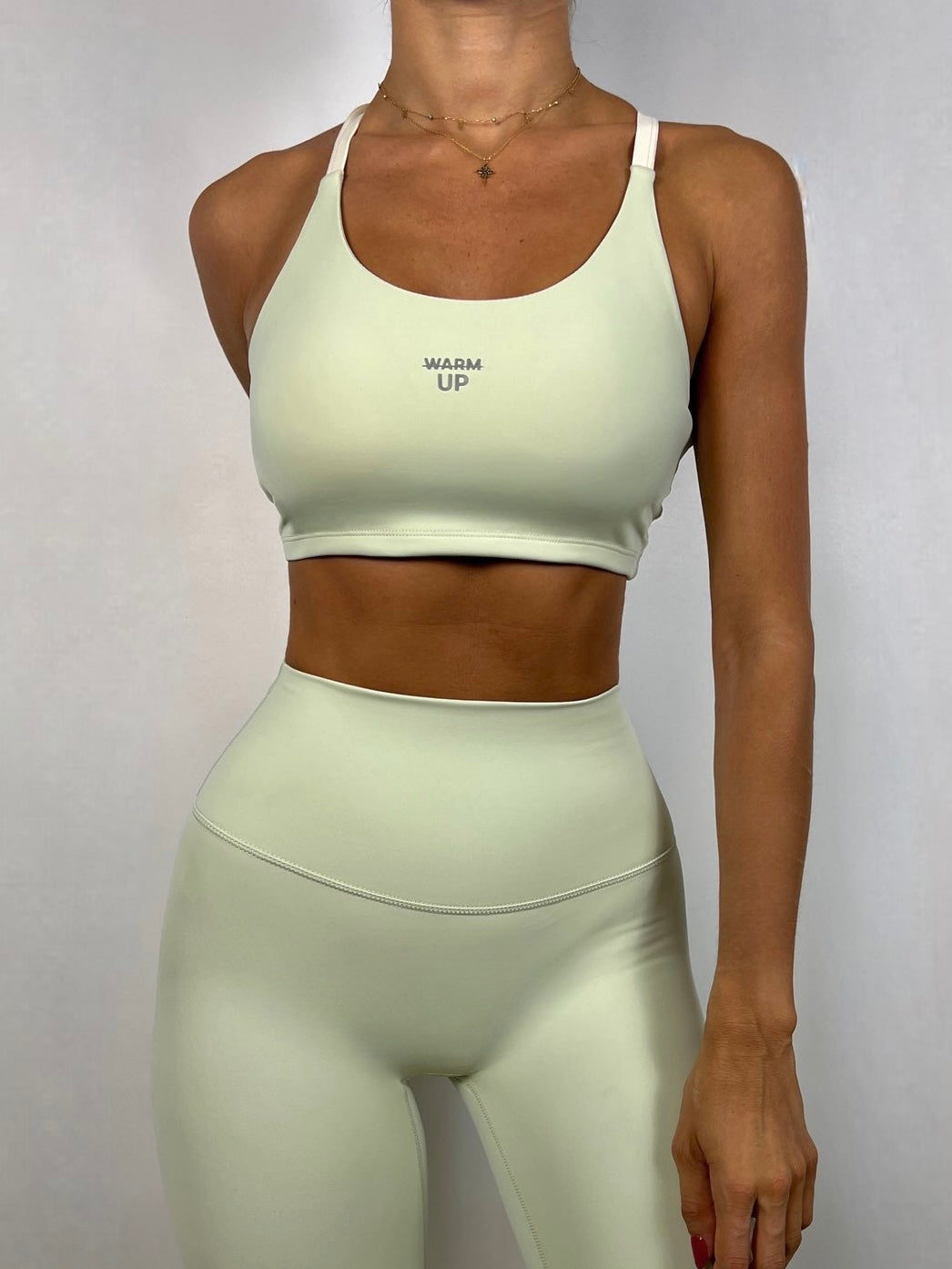 Soft Green X cream white bra
