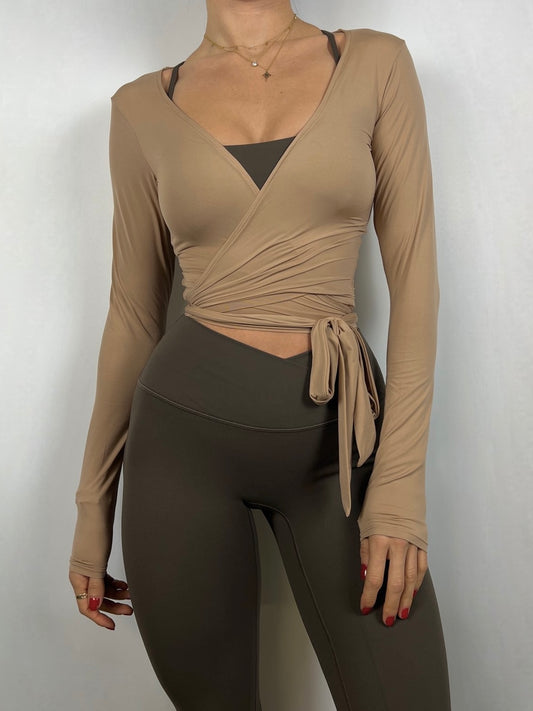 Almond Brown Wrap top