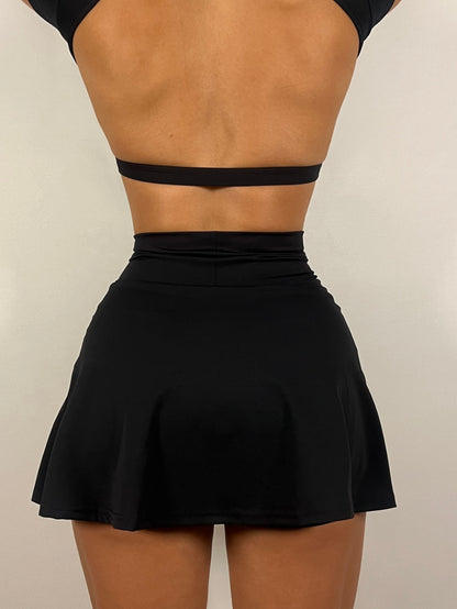 Black Fitted Tennis Skirt