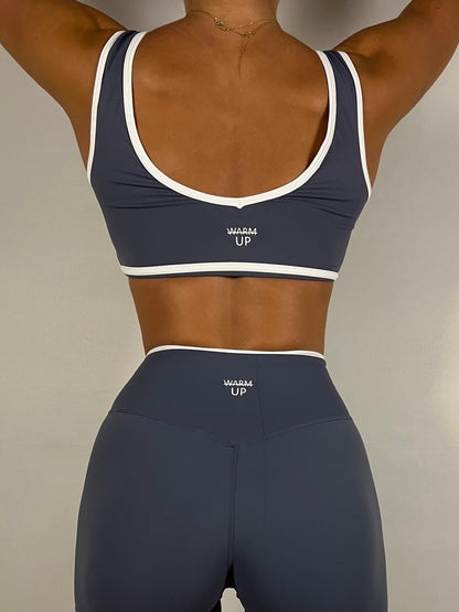 Blue Grey Contrast Bra
