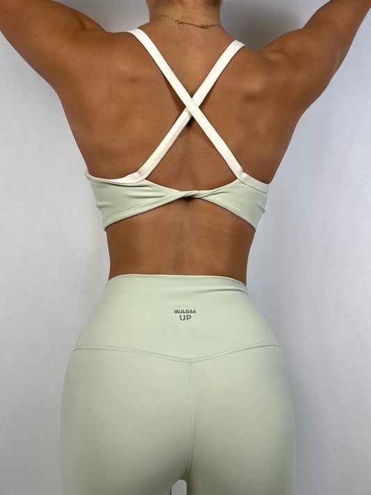 Soft Green X cream white bra