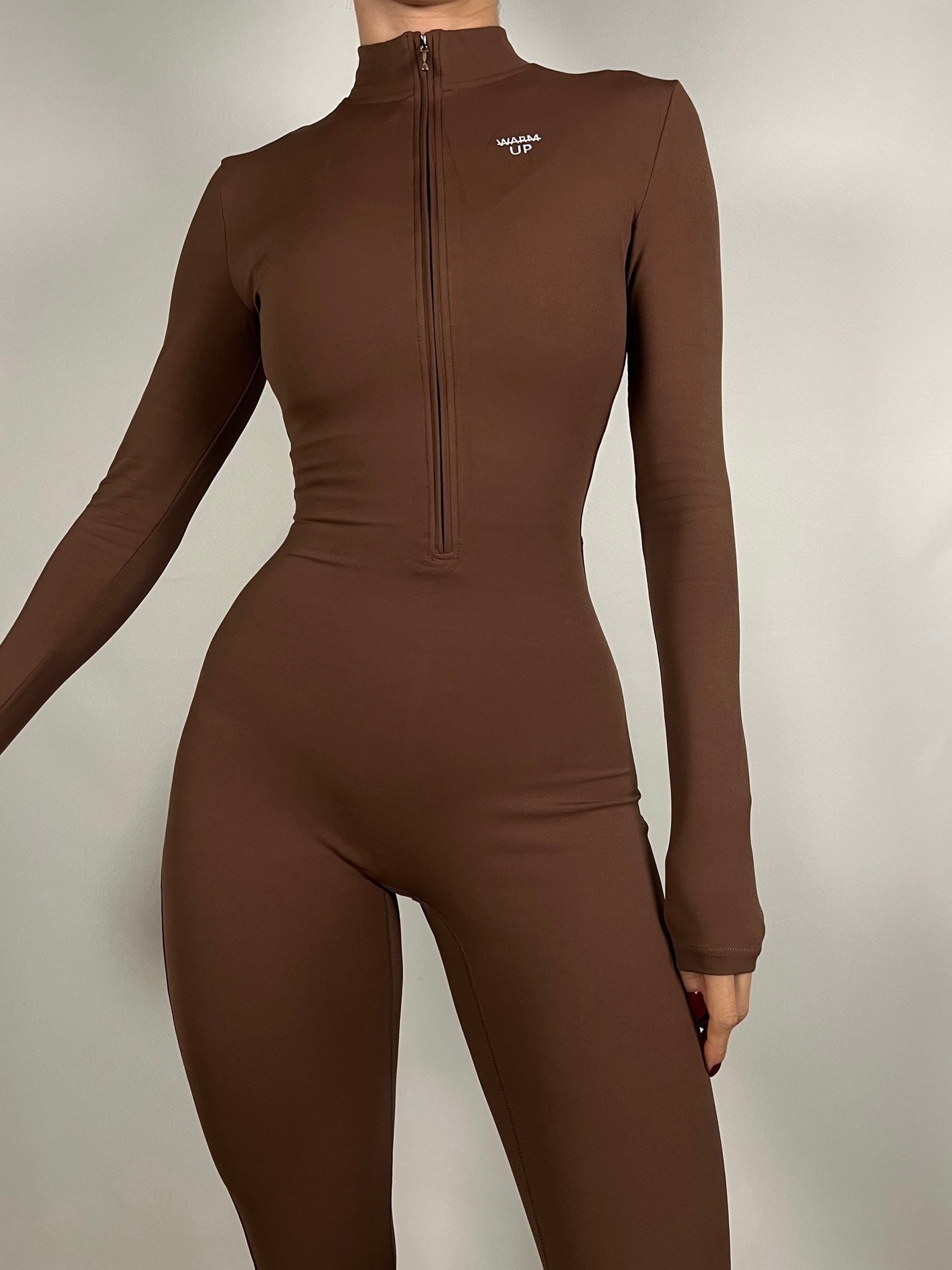 Chocolate Brown Long Sleeve Jumpsuit