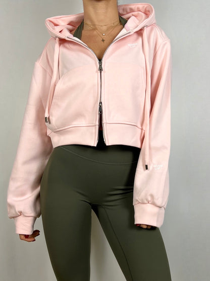 Light pink Cropped zip up hoodie
