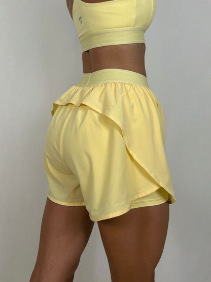 Pastel Yellow Flow Running shorts