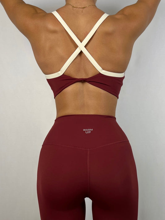 Dark Red x Cream white Bra