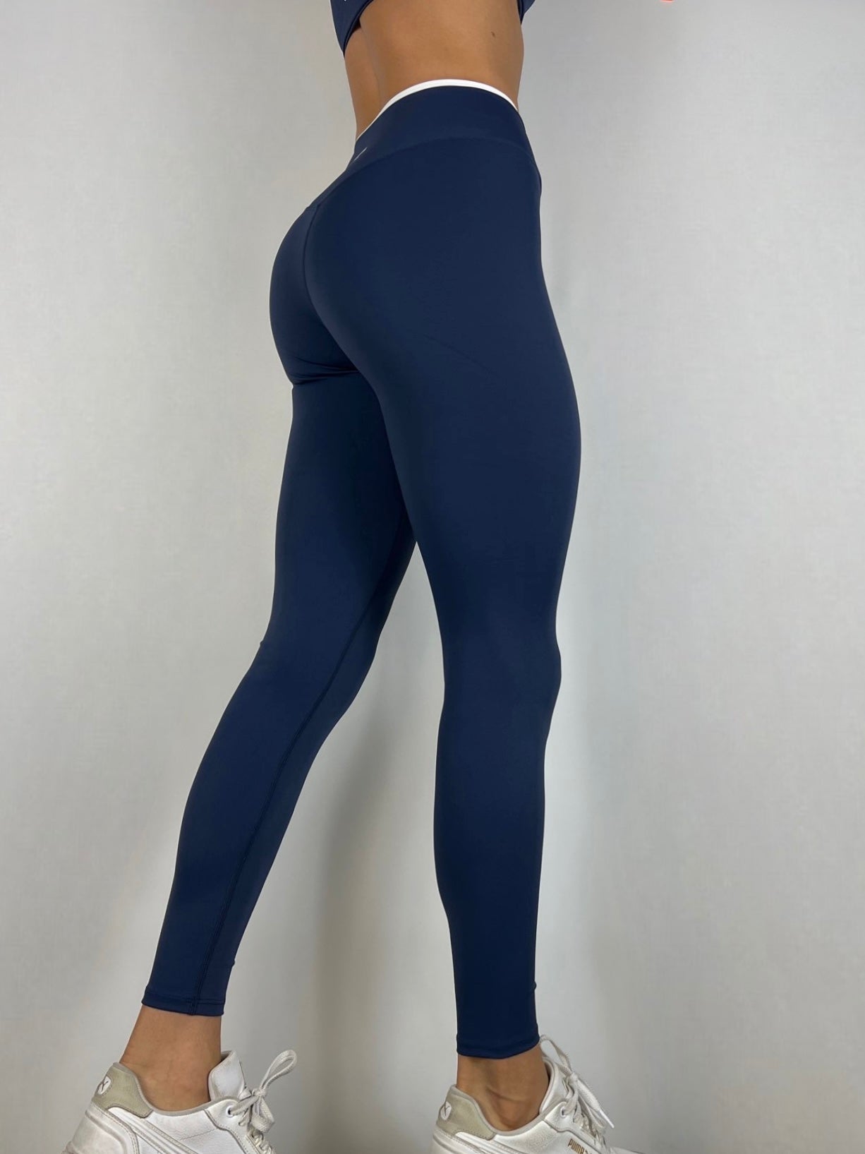 Dark Blue Contrast V Leggings