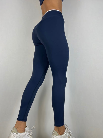 Dark Blue Contrast V Leggings