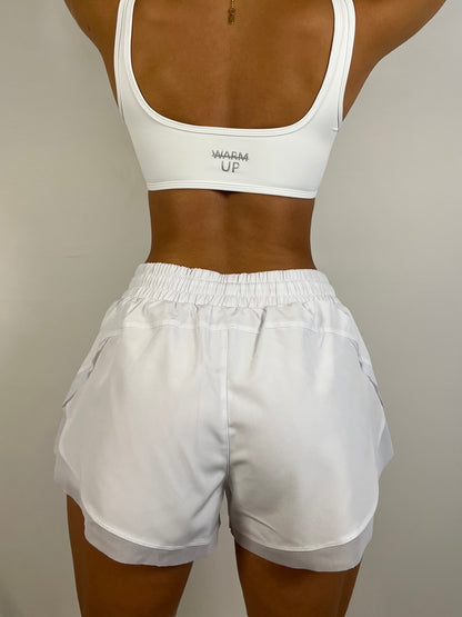 White Flowy Shorts