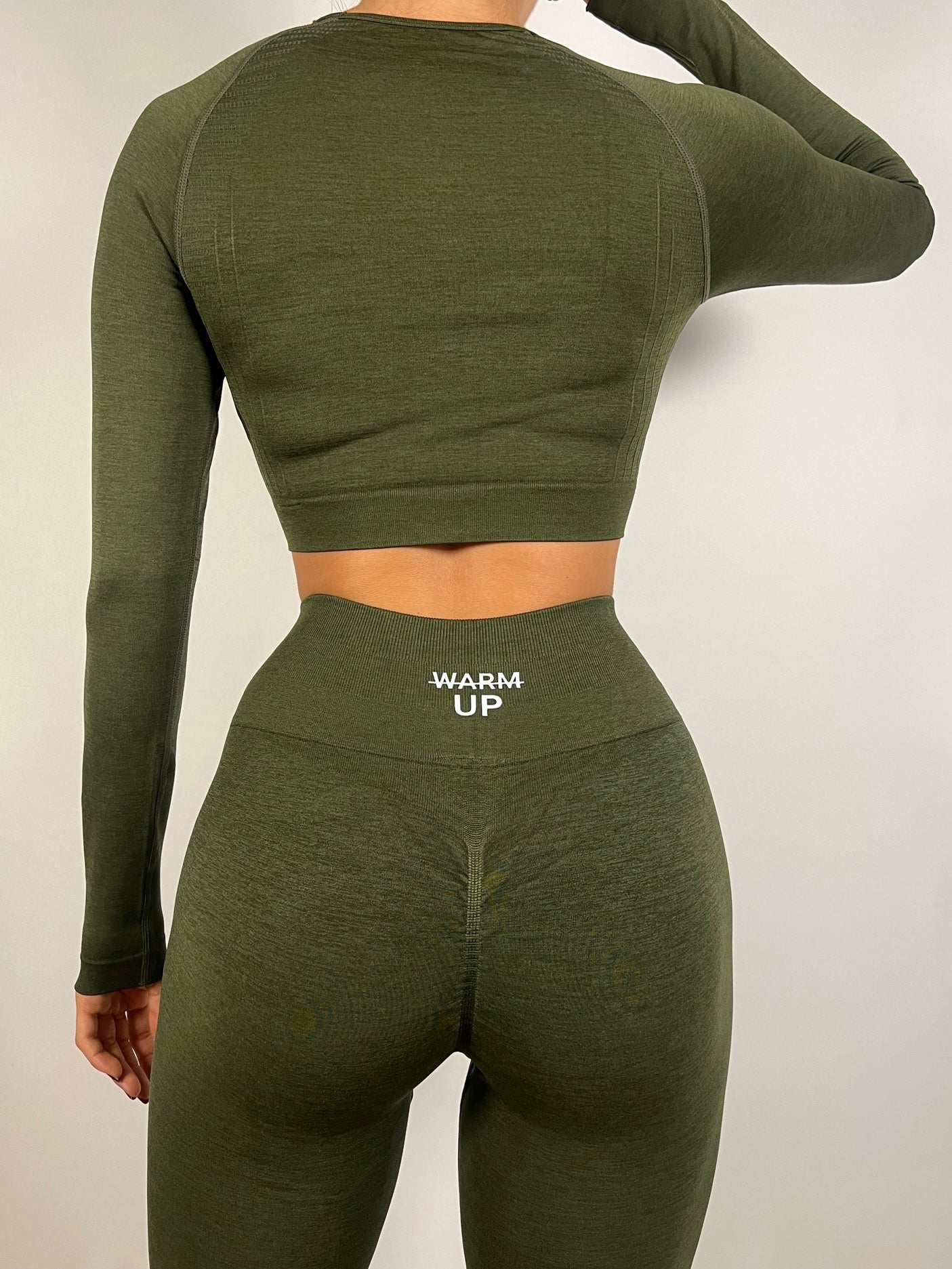 Army Green Seamless Long Sleeve Crop top