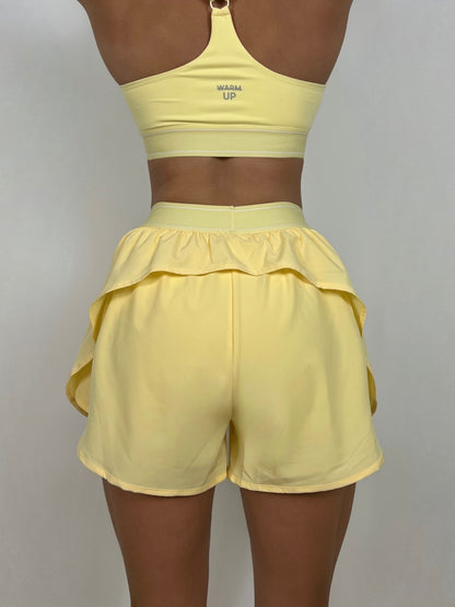 Pastel Yellow Flow Running shorts