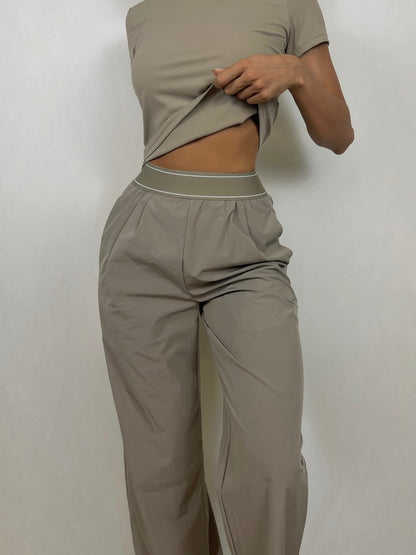 Almond Beige Flow Pants