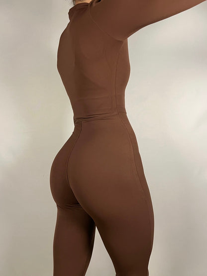 Chocolate Brown Long Sleeve Jumpsuit