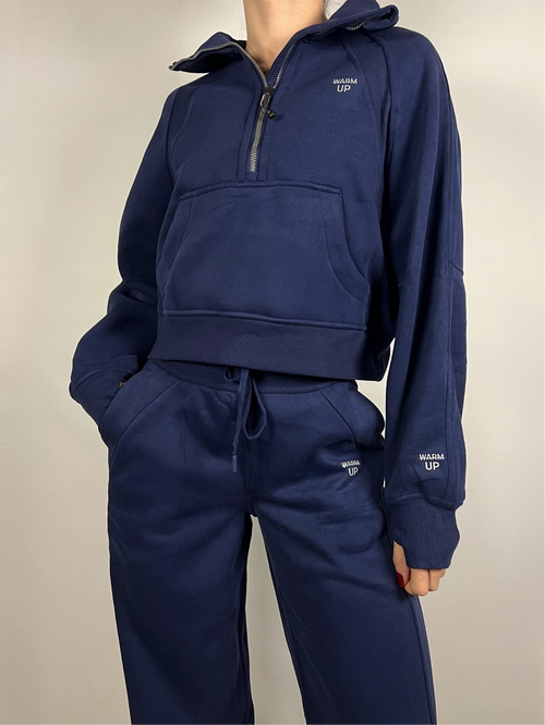 Navy Blue Half Zip Sweatshirt