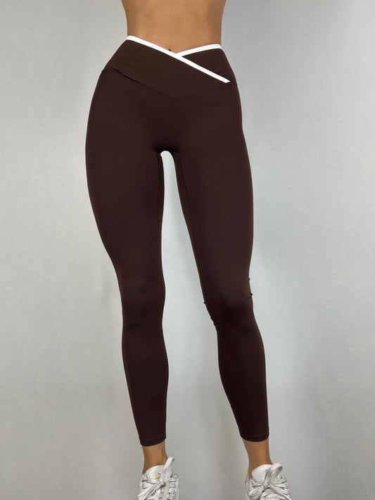 Brown Contrast V leggings