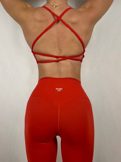 Red Backless Twist Bra
