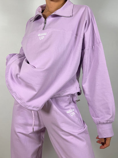Lavender Half zipper lightweight sweatshirt