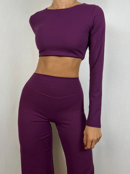Grape Purple Open back Long sleeve Top