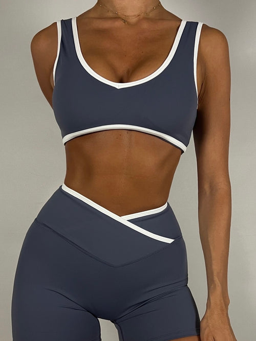 Blue Grey Contrast Bra