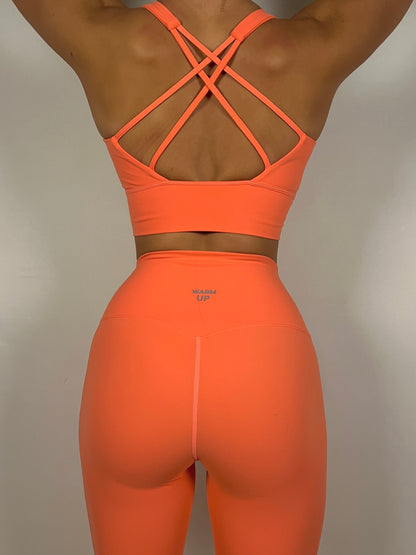 Vibrant Peach Criss cross Bra