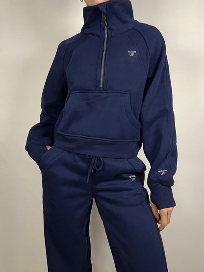 Navy Blue Half Zip Sweatshirt