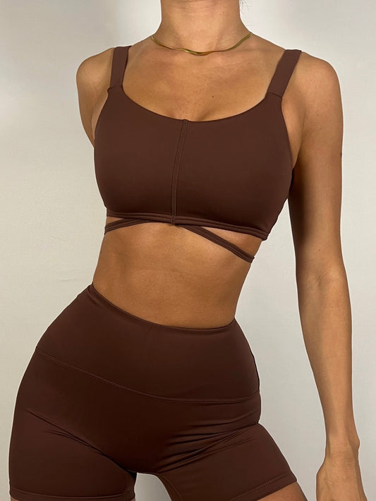 Chocolate Brown Strapped sports bra