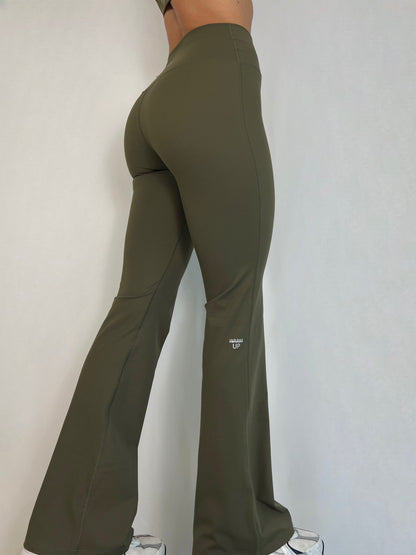 Safari Green Essence V flared Pants