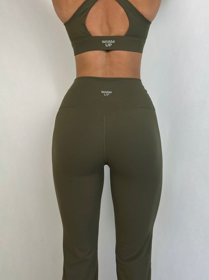 Safari Green Essence V flared Pants