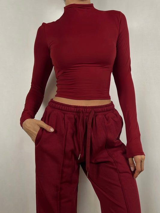 Burgundy Basic long sleeve top