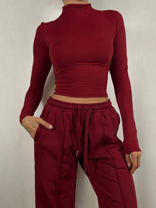 Burgundy Basic long sleeve top