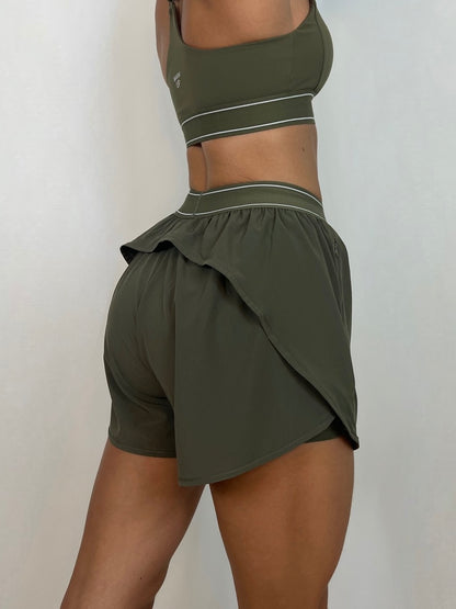 Safari Green Flow Running shorts