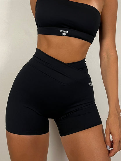 Asymmetric Jet Black Shorts