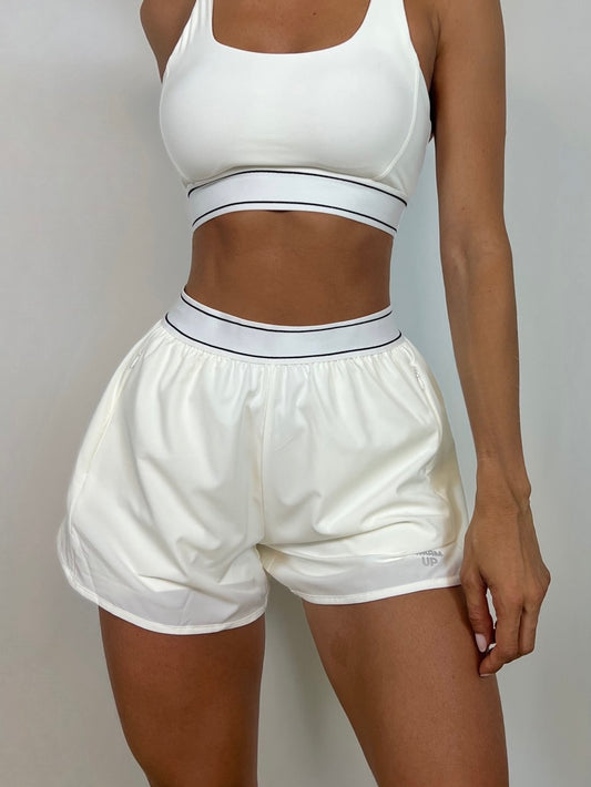 White Flow Running Shorts