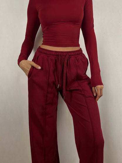 Burgundy Lightweight Wide fit Joggers