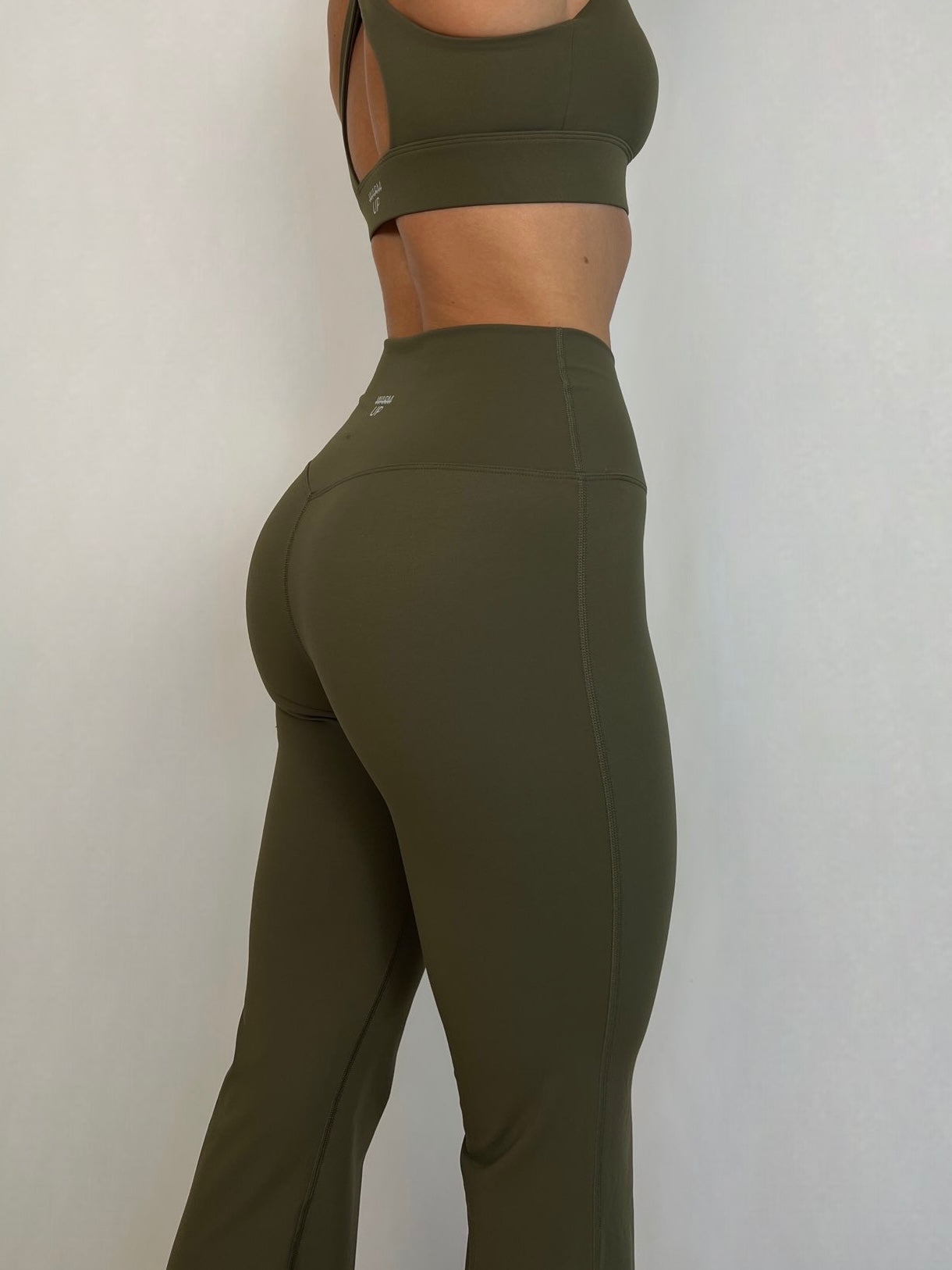 Safari Green Essence V flared Pants