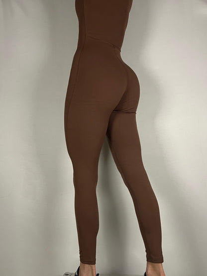 Chocolate Brown Long Sleeve Jumpsuit