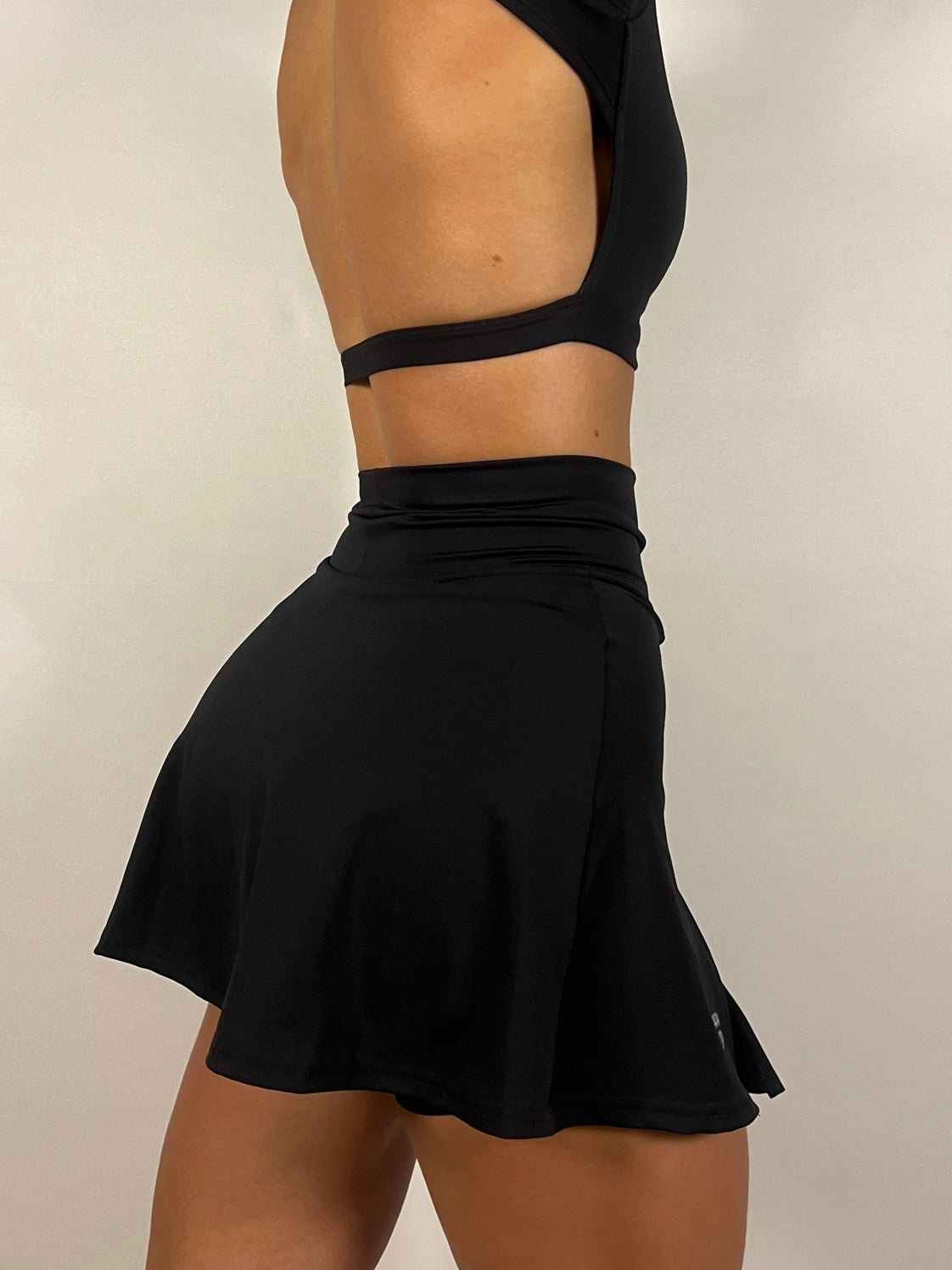 Black Fitted Tennis Skirt