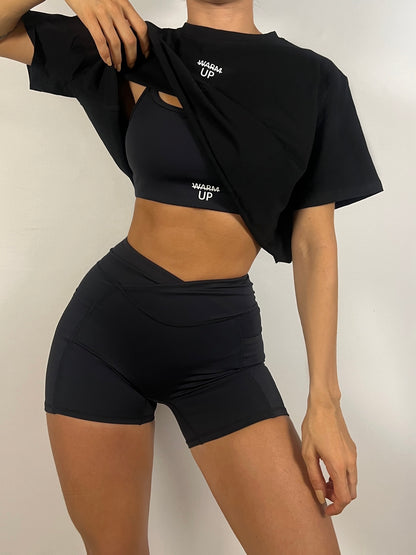 Charcoal black Cropped T-shirt