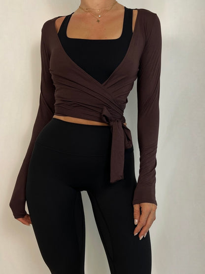 Dark Brown Wrap Top