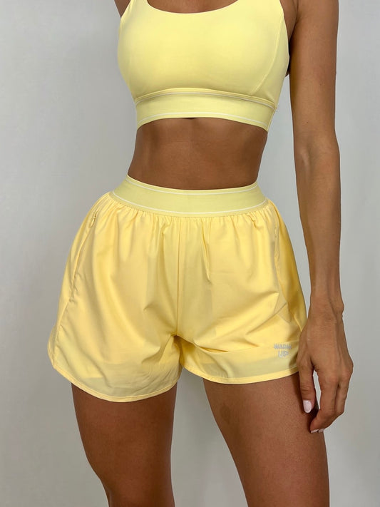 Pastel Yellow Flow Running shorts