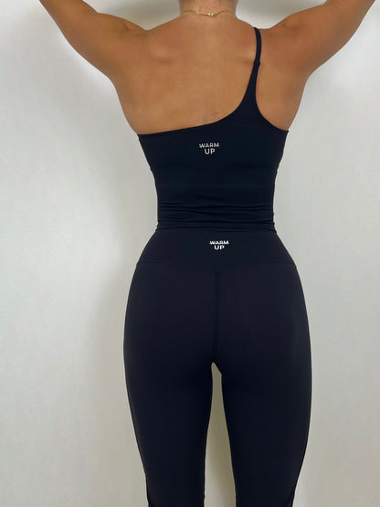 Black Aria One Shoulder Tank